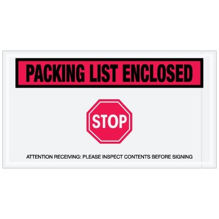 Bsc Preferred 5-1/2 x 10'' Red ''Packing List Enclosed - Stop'' Envelopes, 1000PK BUY00025829